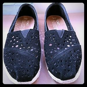 TOMS Black Perforated Flats